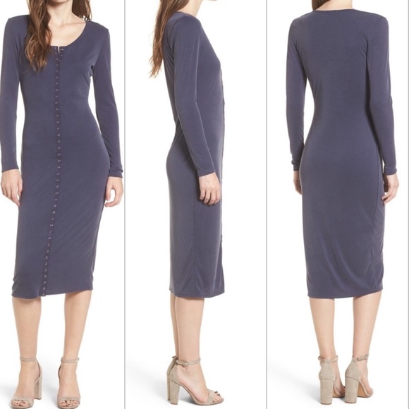 BP Navy Blue Henley front snap long sleeved dress - Picture 8 of 8